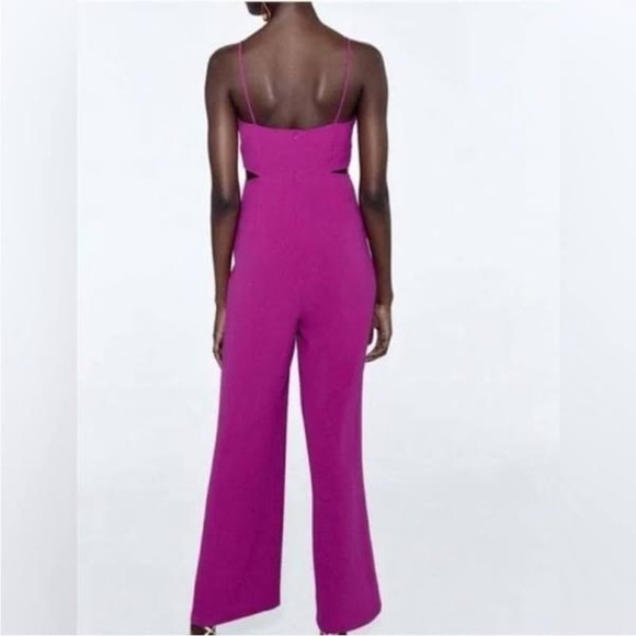 Zara Twisted Strap Cut-out Jumpsuit in Magenta - Size M - Picture 3 of 10